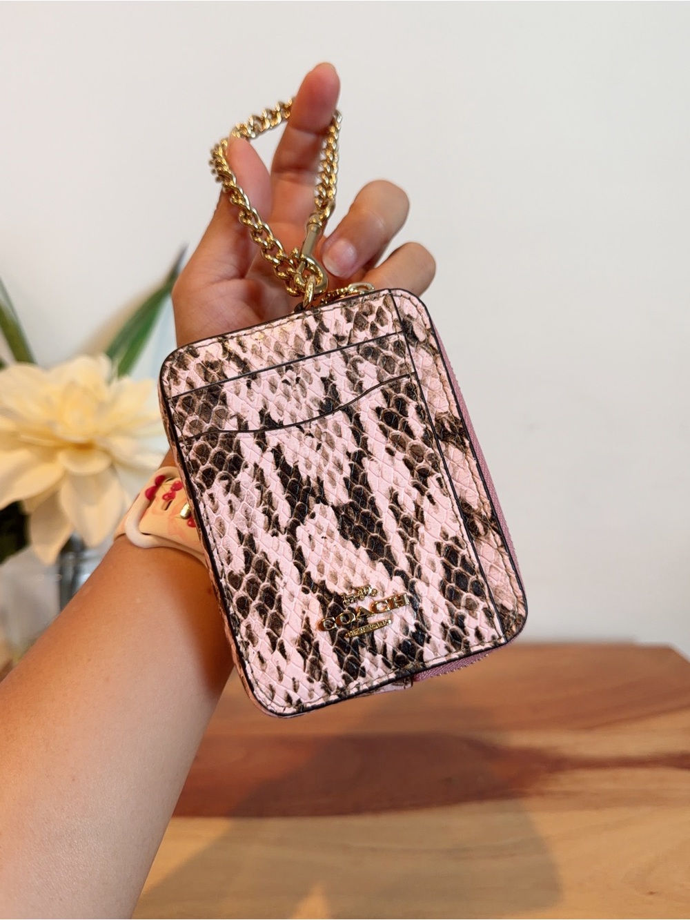 NWT Coach Snake-embossed leather Zip Card Case